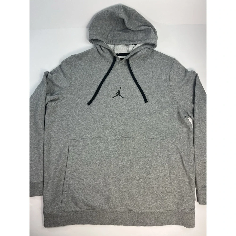 Jordan Hoodie Mens Size Large Gray Jumpman Logo Nike Dri Fit Sweatshirt DA9860